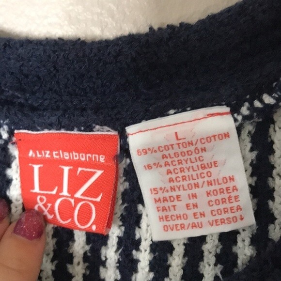 Vtg Liz Claiborne oversized cotton blend knit pullover fall sweater large - Picture 5 of 11